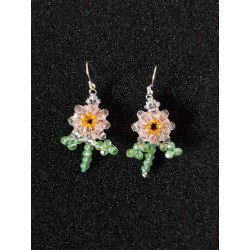 Crystal bead flower with Sterling silver ear wires