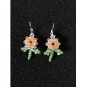 Crystal bead flower with Sterling silver ear wires