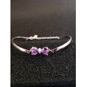 Sterling silver bangle bracelet with purple butterfly Zircon gemstone