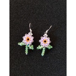 Crystal bead flower with Sterling silver ear wires