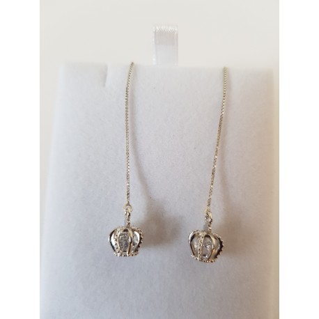 Sterling silver crown link earrings with Zircon gemstone.