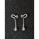 Sterling silver double heart dangle earrings with Zircon gemstone.