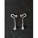 Sterling silver double heart dangle earrings with Zircon gemstone.